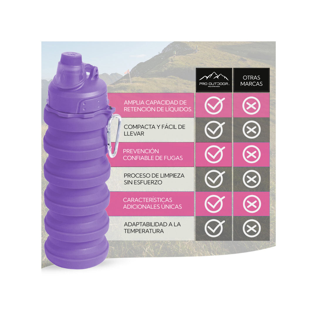 Bottana™ - Botella Plegable/Flexible Morada 500 ml Pro Outdoor