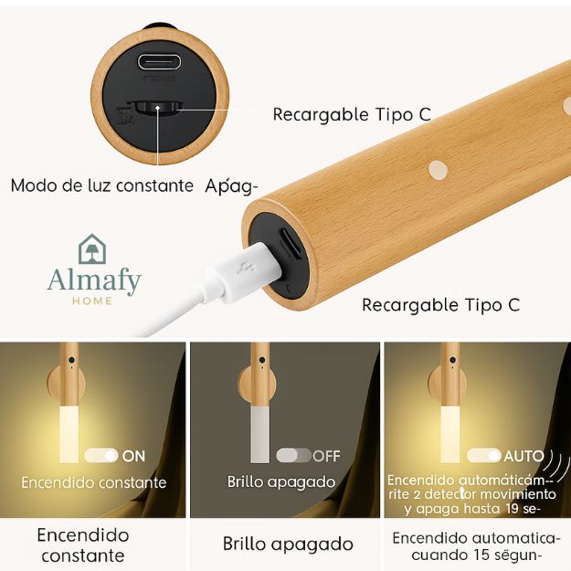 Luminoc™ - Lámpara LED Inteligente Recargable con Sensor de Movimiento