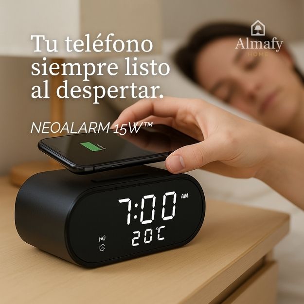 NeoAlarm 15W™ - Reloj Despertador con Cargador Inalámbrico