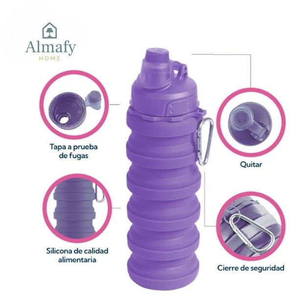 Bottana™ - Botella Plegable Morada 500 ml Outdoor