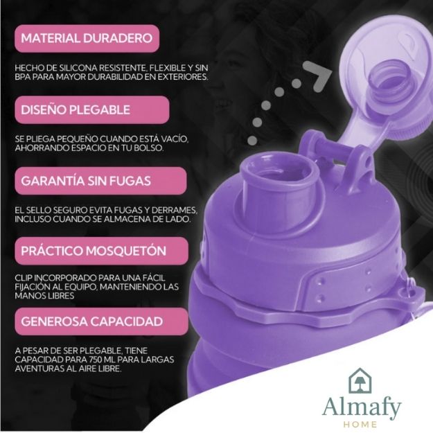 Bottana™ - Botella Plegable Morada 500 ml Outdoor