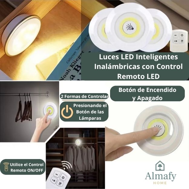 LumiClick™ - Pack 3 Lámparas LED con Control Remoto