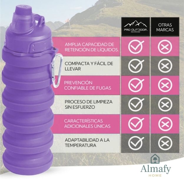 Bottana™ - Botella Plegable Morada 500 ml Outdoor