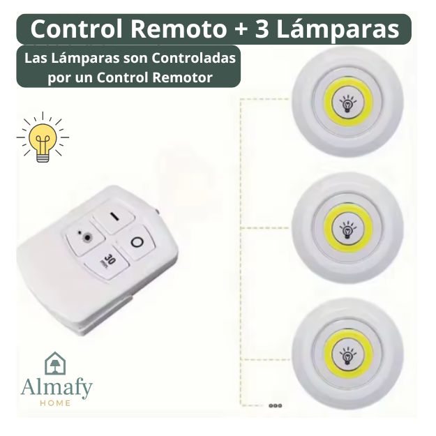 LumiClick™ - Pack 3 Lámparas LED con Control Remoto