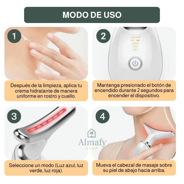 AuraFace Pro™ - Masajeador facial LED 3 en 1